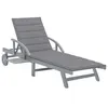 Image de Chaise longue vidaxl gris H. 30 cm L. 200 cm en acacia non empilable non pliable