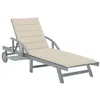 Image de Chaise longue vidaxl H. 30 cm en acacia L. 200 cm gris non pliable