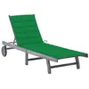 Image de Chaise longue vidaxl L. 200 cm gris H. 30 cm en acacia non empilable non pliable