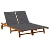 Image de Chaise longue vidaxl H. 85 cm gris L. 200 cm en acacia non empilable non pliable