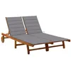 Image de Chaise longue de jardin 2 places avec coussins Acacia solide