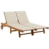 Image de Chaise longue vidaxl en acacia L. 200 cm H. 30 cm beige non pliable