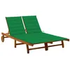 Image de Chaise longue de jardin 2 places avec coussins Acacia solide