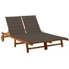 Image de Chaise longue de jardin 2 places avec coussins Acacia solide