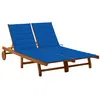 Image de Chaise longue de jardin 2 places avec coussins Acacia solide