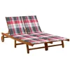 Image de Chaise longue de jardin 2 places avec coussins Acacia solide
