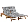 Image de Chaise longue de jardin 2 places avec coussins Acacia solide