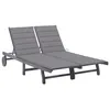Image de Chaise longue de jardin 2 places avec coussin Gris Acacia