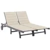 Image de Chaise longue de jardin 2 places avec coussin Gris Acacia