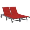 Image de Chaise longue de jardin 2 places avec coussin Gris Acacia