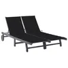 Image de Chaise longue de jardin 2 places avec coussin Gris Acacia