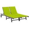Image de Chaise longue de jardin 2 places avec coussin Gris Acacia