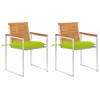 Image de vidaXL Chaises de jardin avec coussins 2 pcs Acacia solide et acier, 18kg, Tissu (100 % polyester), Vert