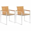 Image de vidaXL Chaises de jardin avec coussins lot de 2 Teck solide et acier3061518