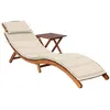 Image de Chaise longue de jardin avec table et coussin Bois d acacia