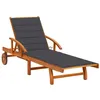 Image de Lot de a lunite chaise longue vidaxl L. 200 cm gris H. 30 cm en acacia non empilable non pliable
