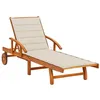 Image de Chaise longue vidaxl beige L. 200 cm en acacia H. 30 cm non pliable