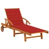 Image de Chaise longue vidaxl L. 200 cm H. 85 cm rouge en acacia non empilable non pliable