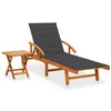 Image de Chaise longue de jardin avec table et coussin Bois d acacia