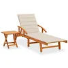 Image de Chaise longue de jardin avec table et coussin Bois d acacia
