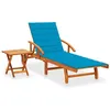 Image de Chaise longue de jardin avec table et coussin Bois d acacia