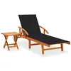 Image de Chaise longue de jardin avec table et coussin Bois d acacia