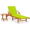 Image de Chaise longue de jardin avec table et coussin Bois d acacia