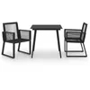Image de Ensemble à dîner - vidaXL - 3 pcs - Rotin PVC Noir - Table carrée - Pour 4 personnes