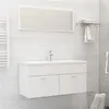 Image de vidaXL Ensemble de Meubles de Salle de Bain 2pcs, Meuble-lavabo avec Miroir, Armoire de Rangement Toilette Maison Intérieur, Blanc Bois d’Ingénierie