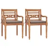 Image de Chaises Batavia lot de 2 avec coussins gris foncé Bois de teck