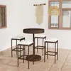 Image de Ensemble bar de jardin 5 pcs et coussins Résine tressée Marron