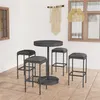 Image de Ensemble de bar de jardin 5 pcs et coussins Résine tressée Gris