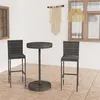 Image de Ensemble de bar de jardin 3 pcs et coussins Résine tressée Gris