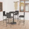 Image de Ensemble de bar de jardin 5 pcs et coussins Résine tressée Gris