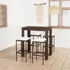 Image de Meuble de bar de jardin 5 pcs et coussins Résine tressée Marron