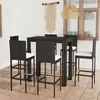 Image de Ensemble de bar d extérieur 7 pcs coussins Résine tressée Noir