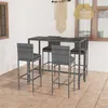 Image de Ensemble de bar de jardin 5 pcs et coussins Résine tressée Gris