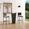 Image de vidaXL 3-delige Tuinbarset met kussens poly rattan zwart3064856