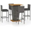 Image de vidaXL Ensemble de bar de jardin 5 pcs et coussins Résine tressée Gris