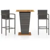 Image de vidaXL Ensemble de bar de jardin 3 pcs Gris.