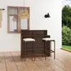 Image de Ensemble de bar de jardin avec coussins 3 pcs Marron