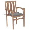 Image de Chaises de jardin 2 pcs avec coussins gris Bois de teck massif vidaXL
