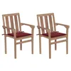 Image de Lot de 2 chaise vidaxl H. 89 cm empilable non pliable exterieur en teck rouge