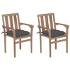 Image de Chaises de jardin lot de 2 et coussins anthracite Bois de teck
