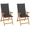 Image de 2 Chaises de jardin vidaXL avec coussins anthracite Bois de teck