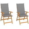 Image de 2 Chaises de jardin vidaXL avec coussins gris Bois de teck massif