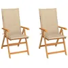 Image de vidaXL Lot de 2 Chaises de Jardin avec Coussins, Sièges de Terrasse, Chaises de Salle à Manger, Meubles de Patio Extérieur, Beige Bois Teck Massif