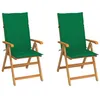 Image de vidaXL Chaises de jardin lot de 2 et coussins vert Bois de teck massif 3062381
