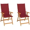 Image de Lot de 2 chaise vidaxl H. 109 cm pliable exterieur en teck bois