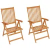 Image de Lot de 2 chaise vidaxl H. 109 cm pliable en teck exterieur bleu